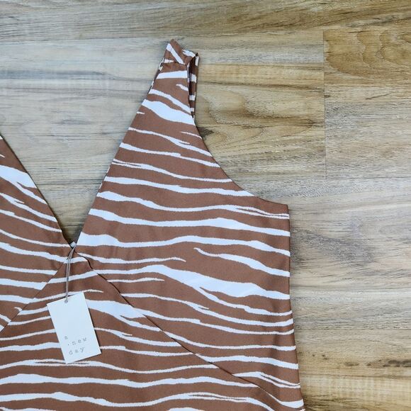 🩵NWT A New Day Tan & Cream Zebra Print Sleeveless Slip Dress Small - Picture 6 of 12